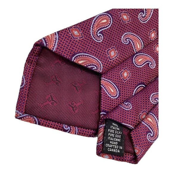 DION SELECTION Purple Paisley Silk Tie H.C In Canada W: 3.5" EX COND - Picture 4 of 6